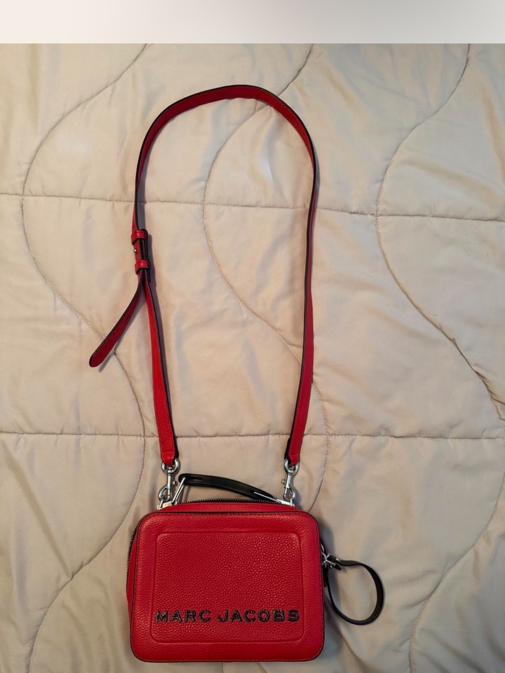 Marc Jacobs Red Pebbled Leather Box Bag Crossbody